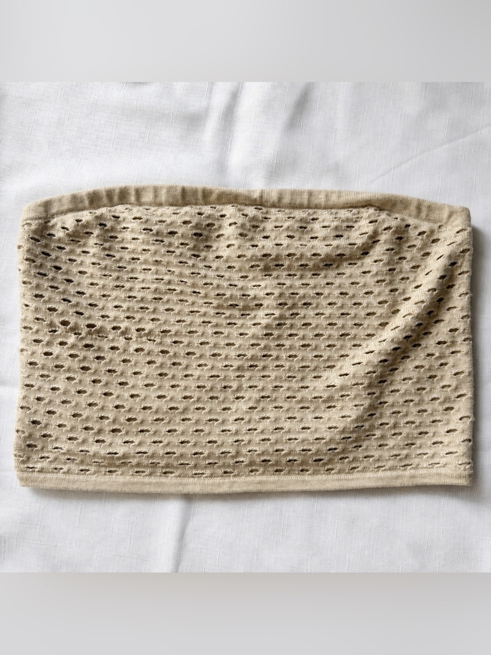 Aerie Open Knit Tube Top Sweater Beige Taupe Size Large
